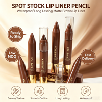 Produits très demandés en stock : Crayon à lèvres chocolat minéral, waterproof, longue tenue, haute pigmentation, texture crémeuse, fini mat