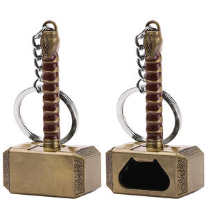 Ouvre-bouteille <span class=keywords><strong>de</strong></span> bière en alliage <span class=keywords><strong>de</strong></span> métal <span class=keywords><strong>Vikings</strong></span> breloques porte-clés Thor marteau porte-clés pour Cosplay accessoires <span class=keywords><strong>de</strong></span> voiture décoration - Product Image 1