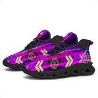 Chaussures de course personnalisées en gros, motif flèche cyberpunk violette, design personnalisé, chaussures de sport décontractées
