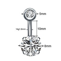 Anneau de nombril en acier inoxydable à quatre griffes serties de zircon, bijoux de piercing pour femme, pour mariage ou cadeau