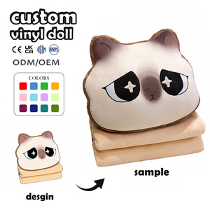 40cm <span class=keywords><strong>Super</strong></span> Soft Plush Cat 3-in-1 Multi-Functional Pillow & Blanket Combo Lavable Stress Relief Home Decor & Cute Animal Bedding - Product Image 1