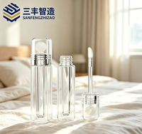 Tube carré transparent mini pour brillant à lèvres avec bouchon à vis en plastique, 3 ml, étiquettes OEM personnalisées