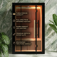 Cabine de sauna infrarouge avec panneaux en carbone, structure en bois, pour spa à domicile, avec porte en verre