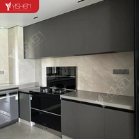 Meuble mural de cuisine modulaire en bois moderne, nouveau design, laque haute brillance, robinet, petit ensemble d'armoires intérieures pour évier