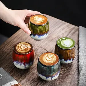  Taza de té Vintage japonesa de 85-160ml, taza de café Espresso de cerámica, degustación creativa, taza de agua de cerámica