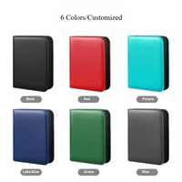 Album de cartes à collectionner multifonctionnel à 4 pochettes en cuir PU avec fermeture éclair, blocage RFID, support personnalisé pour cartes