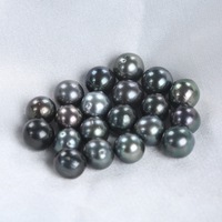 Vente en gros 8-8.5mm naturel véritable eau de mer paon noir rond perles de Tahiti en vrac perles noires de Tahiti naturelles en vrac