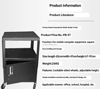 Chariot de projection multimédia, chariot audiovisuel avec armoire verrouillable et étagères latérales
