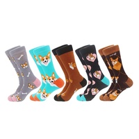 Chaussettes Jacquard Style Animaux de Dessin Animé Mignons, Chaussettes Tricotées Amusantes Mi-Mollet Nouvelle Collection Automne, Chaussettes Tricotées Personnalisées Motif Chiot pour l'Hiver, Vente en Gros
