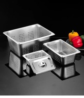 Multifunktionale, Langlebige, Perforierte, Umweltfreundliche 0,7mm Dicke Hocheffiziente Tiefe 2/1 GN-Behälter aus Edelstahl 201 für Dampftische