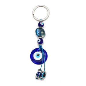 Turkish Blue Evil Eye Keychain Charms Hamsa Hand Pendants Glass Key Chains Hanging Ornament Jewelry Accessories Amulet Good Luck