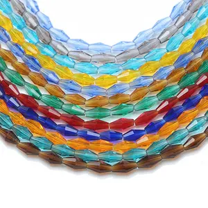 Long Bicone Glass Beads For Jewelry Making 4X8MM Crystal Beads For Pendant Necklace Decoration DIY Accessories 5strips/batch
