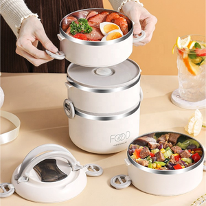 High Quality Stainless Steel Portable Insulated Leak Proof Stackable <b>Adult</b> Thermal <b>Bento</b> <b>Lunch</b> <b>Box</b> Heatable Food Preservation - Product Image 2