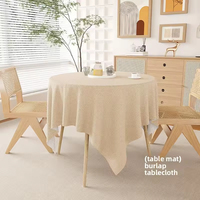 Nappe carrée structurée et durable en coton et lin épais, antidérapante, unie ou à carreaux, pour la décoration intérieure