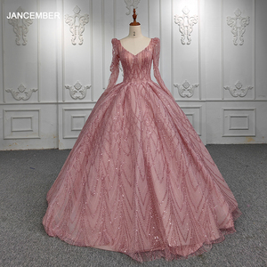 Jancember 5667 Pink Sequins <b>Party</b> <b>Prom</b> Ball Gown Formal Long Sleeve Evening Dresses - Product Image 1