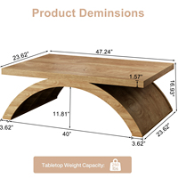 Table basse contemporaine OEM, finition naturelle, cinq cadres arqués, anti-basculement, capacité de 250 lb, mobilier de cocktail