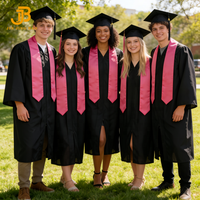 Toge de remise de diplôme universitaire pour adulte, noir mat, avec toque de remise de diplôme et pompon, et étole rose bonbon 2026, pour les diplômés des universités et des écoles.