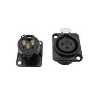 XLR 3-poliger Stecker für Schalttafel einbau Buchsen anschluss Audio mikrofon 3-adrige XLR-Metall buchse Silber Schwarz Gehäuse