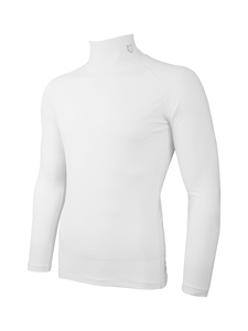 Haut de sport tricoté à col roulé blanc à manches longues pour homme, séchage rapide, couleur unie, coupe classique, logo au dos, vente en gros - Product Image 2