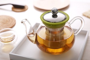 ชุดชาแก้ว LFGB ปลอดสาร BPA พร้อมกาน้ำชาสแตนเลสพร้อมฝาปิด ฐานอุ่น และถาด - Product Image 5