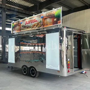 Stainless Steel Square Burger Chips <b>Food</b> Cart Outdoor Snack Fast Mobile <b>Food</b> <b>Trailer</b> with Equipment - Product Image 1