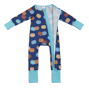 เสื้อถักแขนยาวมีซิปสำหรับทั้งชายและหญิงลายฟักทองสีฟ้าฤดูใบไม้ผลิ - Product Image 3