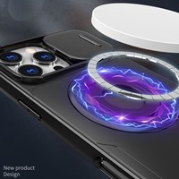 Untuk Case 12/13/14/15/16/17/18pro/max Dudukan Putar Magnetik Pelindung Lensa Geser Tahan Asam Tahan Guncangan TPU+PC