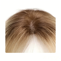 Topper capillaire à clipser en soie, blond ombré, cheveux humains Remy européens, volumateur invisible à dentelle frontale pour femmes aux cheveux clairsemés