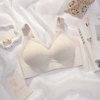 Soutien-gorge sans fil confortable en gelée, coupe une pièce, à décolleté ondulé, avec bretelles amovibles et ajustables, bonnets en forme de goutte d'eau, pour femmes grandes tailles