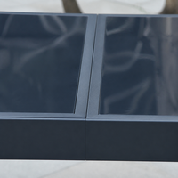 Table à manger extensible aspect marbre noir, mobilier de patio moderne pour jardin et réceptions en extérieur