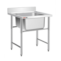 Évier de cuisine sur pied pour Restaurant Malaisie Bols simples Table d'évier commercial en acier inoxydable avec égouttoir Usine