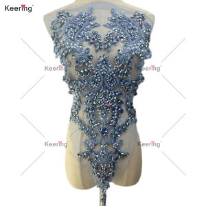 ¡Venta al por mayor! Apliques <span class=keywords><strong>de</strong></span> encaje bordado hecho a mano con cuentas <span class=keywords><strong>de</strong></span> cristal para ropa, precio <span class=keywords><strong>de</strong></span> diamantes <span class=keywords><strong>de</strong></span> imitación, venta al por mayor más barato - Product Image 5