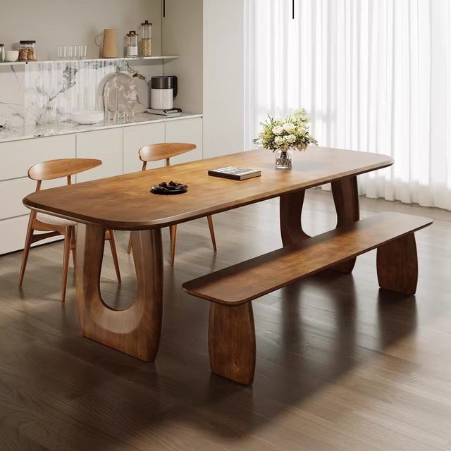 Solid Wood Modern Accent  Table with Sturdy Base Waterproof & Convertible Design for Living/Dining Rooms Rectangular Shape