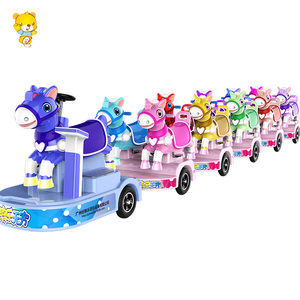 Trenino Elettrico <span class=keywords><strong>Colorato</strong></span> per Bambini, Stile Giostra a Cavallo, per Parchi Giochi Esterni e Parchi Divertimento, <span class=keywords><strong>Treno</strong></span> Elettrico Senza Binari per Giro Turistico - Product Image 2