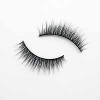 Lot de 5 paires de faux cils 3D en PBT noir de haute qualité, faits à la main, avec tige en coton, bande complète, logo personnalisé, aspect naturel