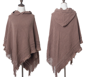 Poncho long en acrylique, cape de haute qualité, tricotée, imprimé numérique, multicolores, mode hiver pour femmes - Product Image 1