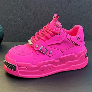 Zapatillas Blancas Casuales para Hombre 2025 para Toda Temporada con Diseño Retro, Suela Gruesa que Aumenta la Estatura y Cierre de Cordones, Zapatos De Hombre - Product Image 2