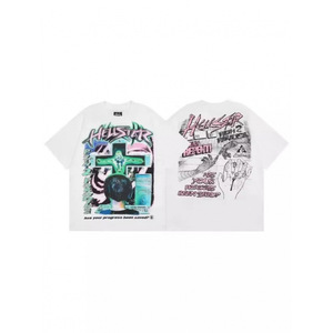 Camiseta con estampado de hip-hop, unisex, informal, holgada, de manga corta, de algodón, para parejas - Product Image 5
