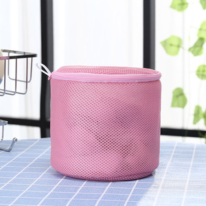 Bolsa de lavandería redonda de malla con cremallera, organizador de ropa de poliéster para uso en el baño - Product Image 3