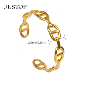 Brazaletes OEM/OEM personalizados, impermeables, de acero inoxidable, chapados en oro, joyería de moda, hipoalergénicos, suministros de brazaletes indios al por mayor. - Product Image 5