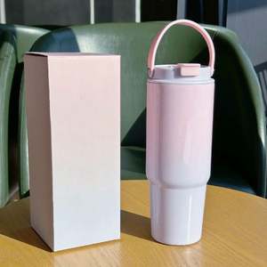 Mugs à café en acier inoxydable de 30 oz avec logo personnalisé, nouveau dégradé de couleurs estivales, thermos/flasques, gobelet à boire avec paille, poignée portable - Product Image 5