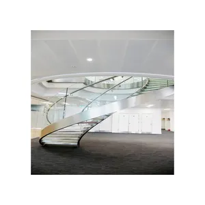 Escalera de Caracol curva de larguero metálico residencial interior moderno Fabricante de escaleras Foshan