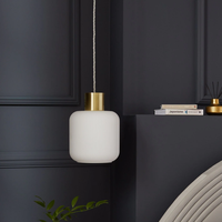 Décor à la maison nordique moderne led suspension nervuré verre opale abat-jour or support de lampe pour salle à manger cuisine chambre