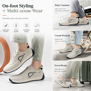 Zapatillas Deportivas Transpirables de Caña Baja con Cuero Granulado, Puntera Perforada, Diseño Gráfico, Suela Gruesa Antideslizante, con Cordones, para <span class=keywords><strong>Hombre</strong></span> - Product Image 5