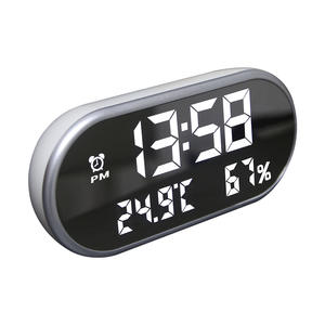 Reloj <span class=keywords><strong>Despertador</strong></span> Digital Electrónico Multifunción con Espejo LED, Pantalla de Temperatura y Humedad, Puerto USB Tipo-C, Función de Repetición, Venta al Por Mayor - Product Image 3