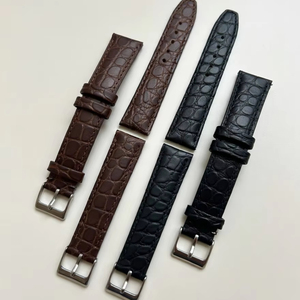 Correa de Reloj de Cuero de Becerro con Grano de Cocodrilo Repujado, Suave y de Primera Calidad, en Varios Colores, con Forro de Nubuck Suave, Disponible en Todas las Tallas - Product Image 1