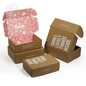 Biodegradável Kraft ondulado Gift Package Box Caixas De Embalagem De Cosméticos Para Pequenas Empresas Custom Logo Mailer Box