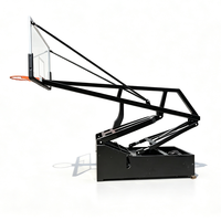 Support de basket-ball professionnel robuste et mobile en métal avec panier détachable, hauteur réglable et panneau arrière en verre trempé