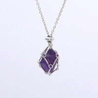 Rolling Irregular Stone Anhänger Natur kristall netz Red Jasper Jade Love Schmuck Weihnachten Metall Bambus Halskette
