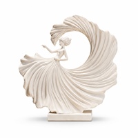 Sculpture de déesse dansante contemporaine en résine blanche avec robe fluide pour décoration de salon, vente en gros